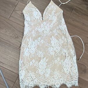 Elegant Lace Overlay Mini Dress